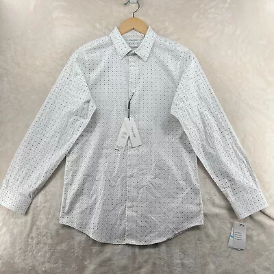 Calvin Klein Men Size 20 (Small) Slim Flex Fit Polka Dot Long Sleeve Dress Shirt • $19.99