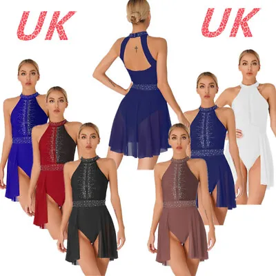 UK Womens Ballet Lyrical Modern Dance Dress Figure Ice Skating Leotard Costume • £5.63