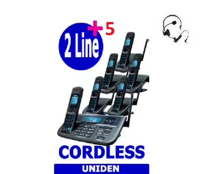 Uniden XDECT R055+5 2Line Digital Cordless Phone 6 Handsets Answer Machine • $1599.95