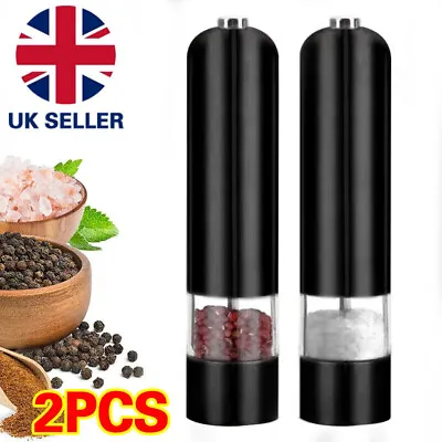 Set Of 2 Electric Salt & Pepper Grinder Adjustable Coarseness With Light Auto • £10.35