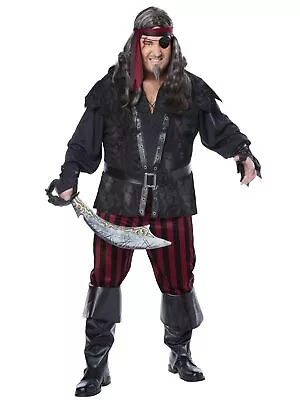 Ruthless Rogue Pirate Swashbuckler Buccaneer Captain Mens Costume Plus XXL • £76.74