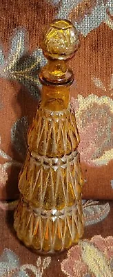 Vtg 13  Mid Century Art Glass Amber Bottle  Made In Italy By Vimax • $65