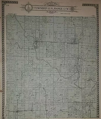 1917 Railroad & Plat Map MADISON Twp. MONROE Co. MISSOURI - LEESBURG On Reverse • $34