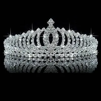 Wedding Bridal Crystal Rhinestone Princess Crown Comb Tiara Prom Pageant Jewelry • £4.84