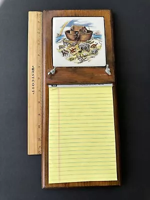 Vintage Wooden Tile Note Board Noah’s Ark Art Tile Bulletin Message Board • $21.15