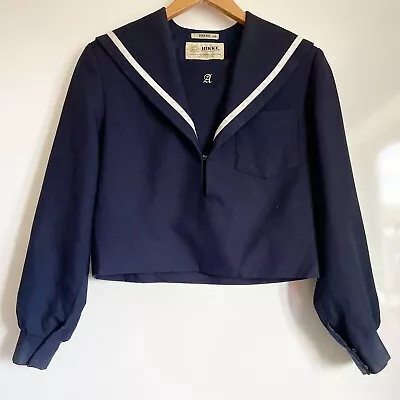 Vintage Japanese Seifuku Uniform Jacket School Navy White Trim Sailor Shirt S M • £35