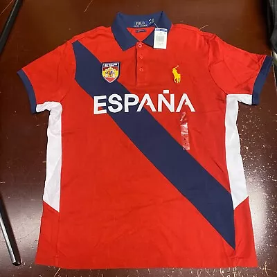 Polo Ralph Lauren Mens Multicolor Espana Collared Custom Fit Polo Shirt Large • $94.99