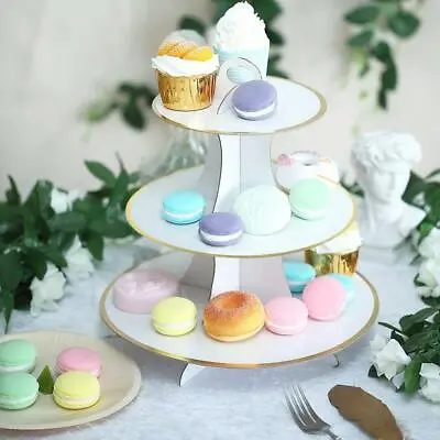 3-Tier Cupcake Stand Tower Cake Stand Holder Paper Cardboard Birthday Wedding • $15.90