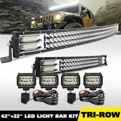 For YAMAHA Rmax Roof 42  TRI-ROW 22'' LED LIGHT BAR UTV OFF ROAD PODS+WIRING • $118.80