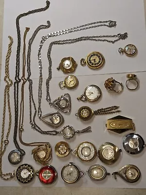 Vintage Womens Pendant Watches And Ring Watches Wind Up Mixed Watch Lot • $15.50