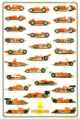 Ferrari Poster Formula 1 Poster 24 X36  Vintage F1 Race Cars 40s-1991 • $24.95