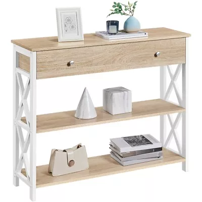 Industrial Console Table With Drawer & 2 Open Shelves Versatile Entryway Table • £59.99