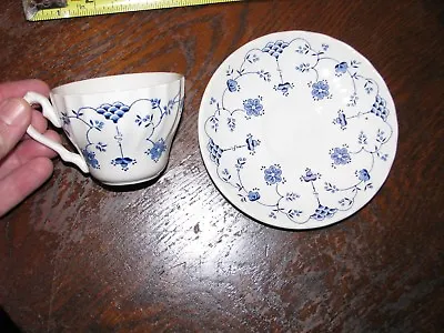 Myott China - FINLANDIA - Cup & Saucer - Blue & White - Staffordshire • $5.51