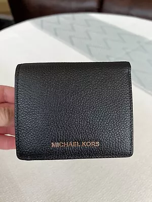 Michael Kors Mercer Carryall Card Case Small Folding Leather Wallet Black • $59