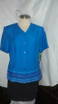 M H M By Melissa Harper Blouse./ Designs On Hem.  Sz 12  Nwt. Display Model • $10.65