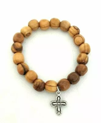 BRACELET Olive Wood Rosary With Cross From Bethlehem The Holy Land • £7.83