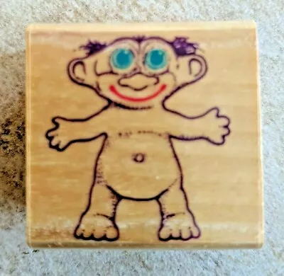 INKADINKADO 2248 TROLL DOLL Wood Mounted RUBBER STAMP Add Wool Fringe Fiber Hair • $9.99