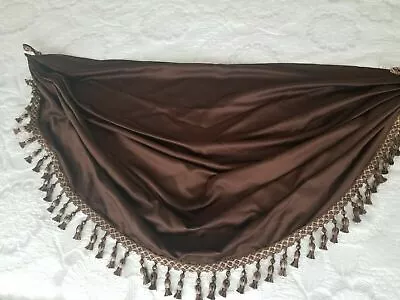 Vintage Window Treatment Victory Swag Valance Fringe Tassels 42''x21'' Brown • $15