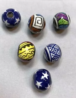 £6.50 • Buy Hair Beads,Crafts, Jewellery, Glazed Ceramic BEADS Hand Painted In Peru BALL Mix