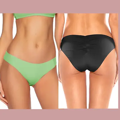 NWD $48 BECCA [ Medium ] Shirred Color Code Hipster Bikini Bottoms In Mint #T487 • $15.99