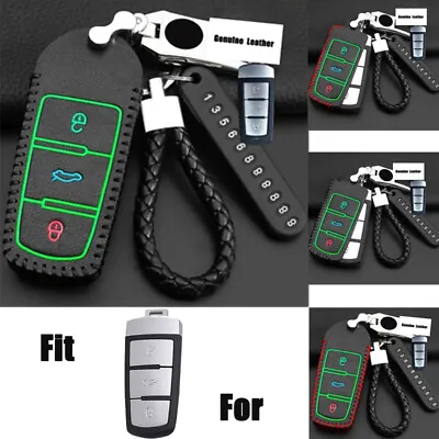 $20.80 • Buy Genuine Leather Car Remote Key Fob Cover Case Holder For Volkswagen Passat B6 CC