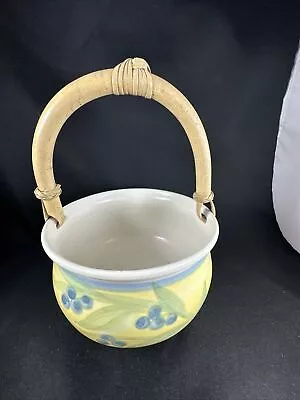 Vintage Jackie Bair Pottery Blueberry Basket Handle Mandan ND 2002 • £21.40