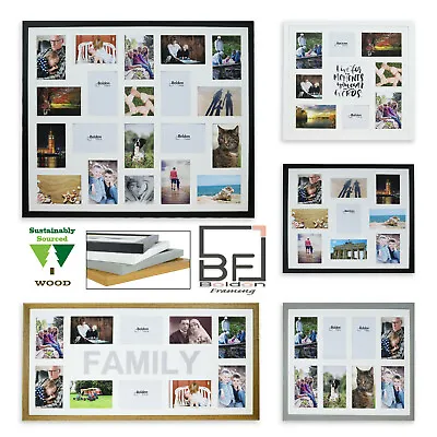 Large Multi Aperture Photo Picture Frame Holds 8/9/10/12/16/20 Photos 6x4 WOOD • £35