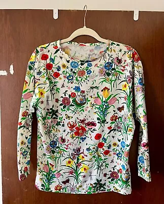 GUCCI Flora Vintage 60s Iconic Long Sleeved Shirt Cotton Floral Multicolor • $220