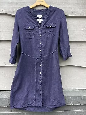 Malvin I Love Linen Roll-Tab Long Sleeve Button Down Shirt Dress M Anthropologie • $25