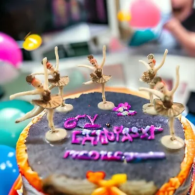Set Of 5 Vintage Ballerina Birthday Cake Topper Retro Party Kids Fun 2.5  Tall • $13.99