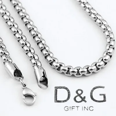 DG Men's 24  Stainless-Steel 3mm Round Box Necklace*Unisex High Polish Box • $12.95