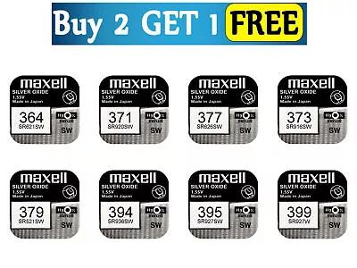 Maxell BUY 2 GET 1 FREE OFFER 321 364 371 377 379 394 395 399 Watch Batteries • £1.68