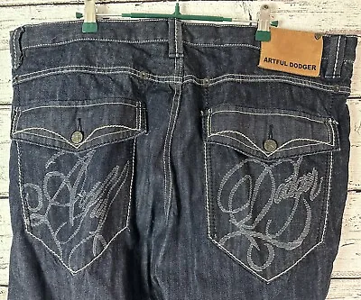 Artful Dodger Men’s Size 42x34 Denim Jeans Embroidered Spell Out • $49.99