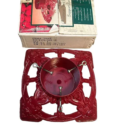 Vintage Christmas Traditions Large 15  Red Cast Iron Christmas Tree Stand • $75