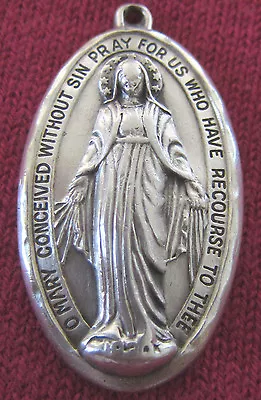Antique Catholic Religious Holy Medal - STERLING - Miraculous // LOVELY • $39.99