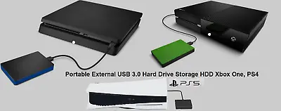 Portable External USB 3.0 Hard Drive Storage HDD Xbox One/S/X PS4 PS5 • £29.99