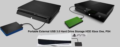 Portable External USB 3.0 Hard Drive Storage HDD Xbox One/S/X PS4 PS5 • £16.19