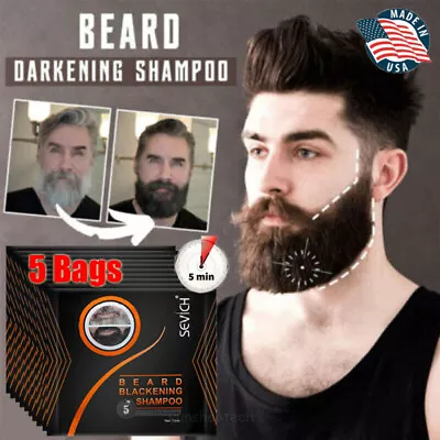 5 Bags Sevich Mens Beard Hair Colour Dye Tint Cream Moustache Blackening Shampoo • $8.65