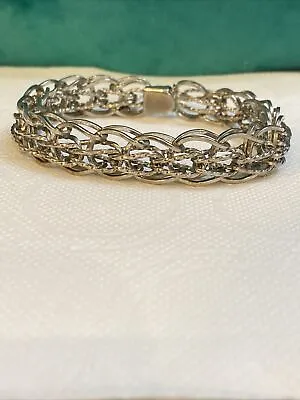 Vintage Signed LANG Sterling Silver Starter Charm Bracelet Safety Chain 7.5” • $98