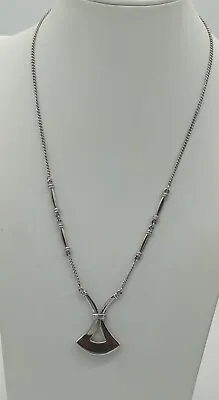 Vintage CROWN TRIFARI Modernist Silver Tone Necklace  • $19.99