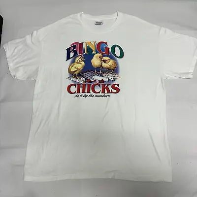 Vintage BINGO Chicks Hanes Heavyweight XL White 2003 PRISTINE 2003 Dowling • $23.90