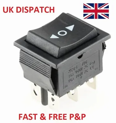 Momentary (On)-Off-(On)  Rocker Switch 3 Position DPDT 16A  240Vac Car Dash 12V • £1.95