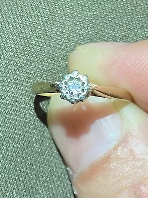 9ct Gold Solitaire  Bezel Set Dimond  Ring Around 15 To 20 Points Si Clarity • £75