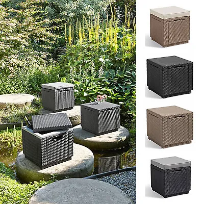 £57.99 • Buy Allibert Cube Storage Pouffe With/without Cushion Stool Cappuccino/Graphite Kete