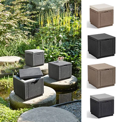 £57.99 • Buy Allibert Cube Storage Pouffe With/without Cushion Stool Cappuccino/Graphite Kete