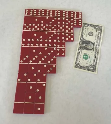 $49.50 • Buy Mid-Century Retro Red Dominoes Bakelite Tiles Set Of 28 Complete 1  X 2  X 3/8 