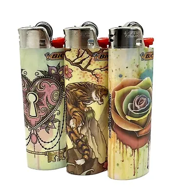 3x Large BIC Lighter Multicolours And Designs • $6.45