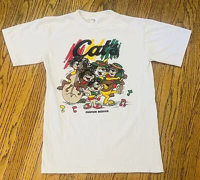 Vintage Cancun Mexico Mariachi Cats Tee Shirt Medium Single Stiched  • $7.99