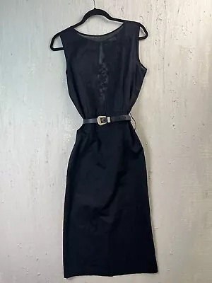 Zara Basic Black Sheer Beaded Midi Dress Sz Medium Sleeveless • $9