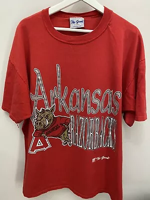 Vintage The Game Arkansas Razorbacks T Shirt XXL 90s VTG Red Made In USA • $25